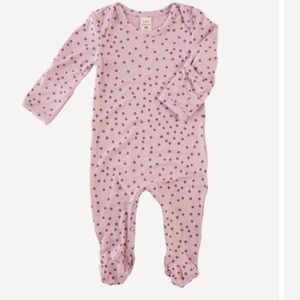 BAMBOO LONG SLEEVE LAP NECK FOOTIE Rose Mauve Dot Footie